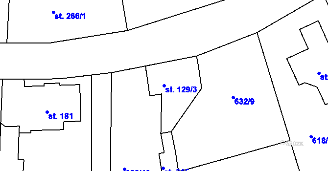 Parcela st. 129/3 v KÚ Jistebsko, Katastrální mapa