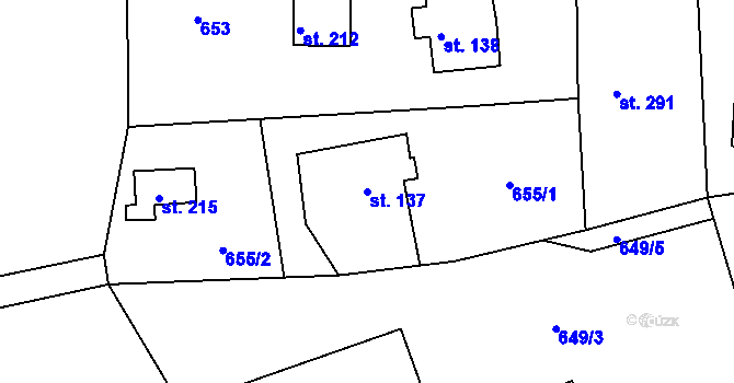 Parcela st. 137 v KÚ Jistebsko, Katastrální mapa