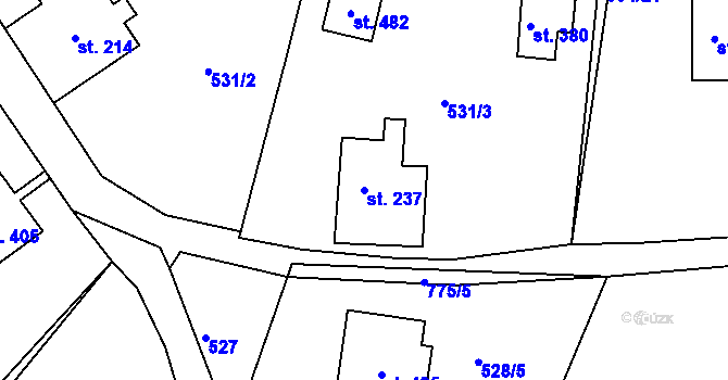 Parcela st. 237 v KÚ Jistebsko, Katastrální mapa