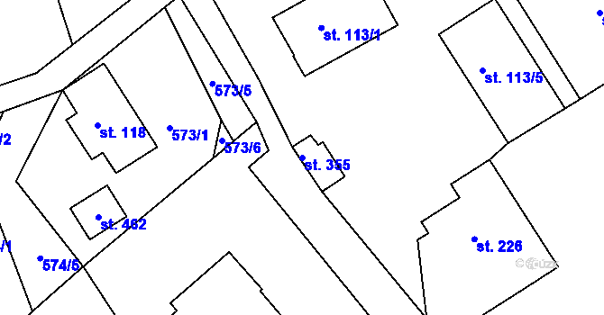 Parcela st. 355 v KÚ Jistebsko, Katastrální mapa