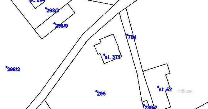Parcela st. 375 v KÚ Jistebsko, Katastrální mapa