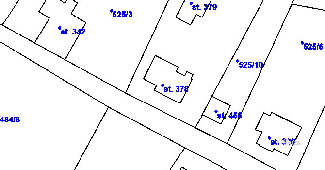 Parcela st. 378 v KÚ Jistebsko, Katastrální mapa