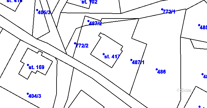 Parcela st. 417 v KÚ Jistebsko, Katastrální mapa
