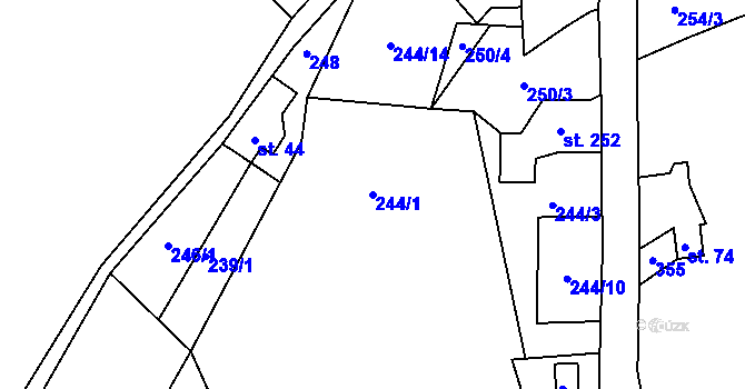 Parcela st. 244/1 v KÚ Jistebsko, Katastrální mapa