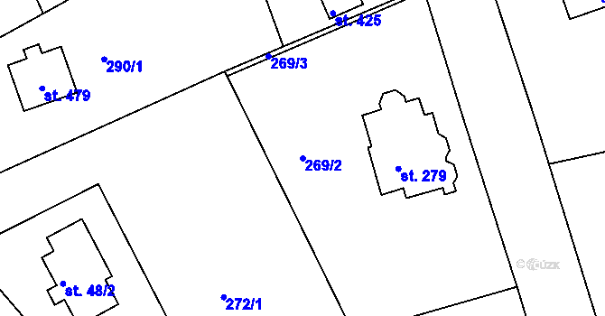 Parcela st. 269/2 v KÚ Jistebsko, Katastrální mapa