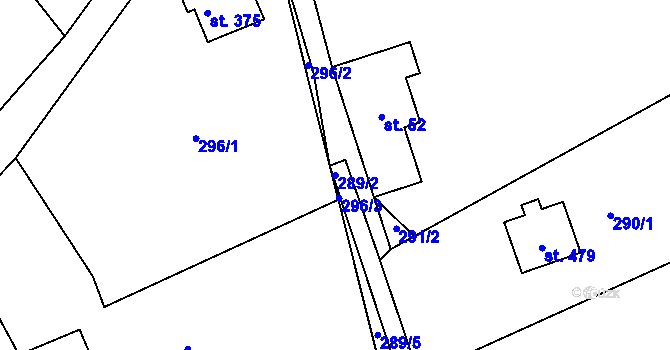Parcela st. 289/2 v KÚ Jistebsko, Katastrální mapa
