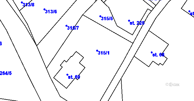 Parcela st. 315/1 v KÚ Jistebsko, Katastrální mapa