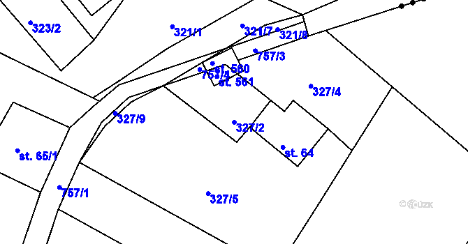 Parcela st. 327/2 v KÚ Jistebsko, Katastrální mapa