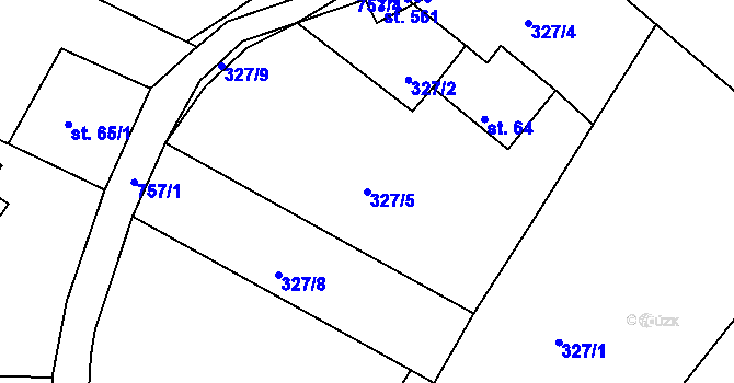 Parcela st. 327/5 v KÚ Jistebsko, Katastrální mapa