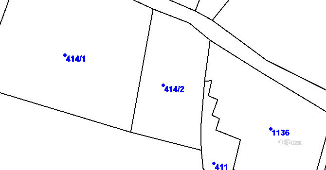 Parcela st. 414/2 v KÚ Jistebsko, Katastrální mapa