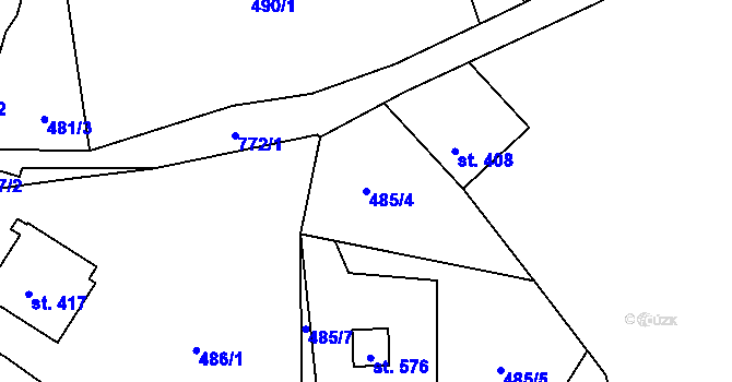 Parcela st. 485/4 v KÚ Jistebsko, Katastrální mapa