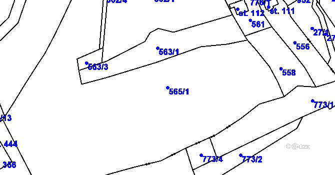 Parcela st. 565/1 v KÚ Jistebsko, Katastrální mapa
