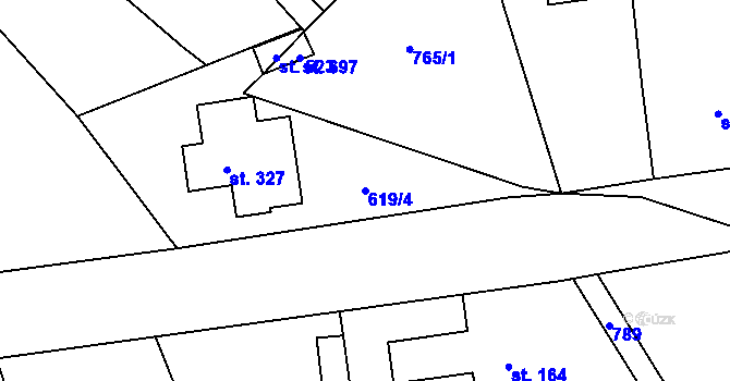 Parcela st. 619/4 v KÚ Jistebsko, Katastrální mapa