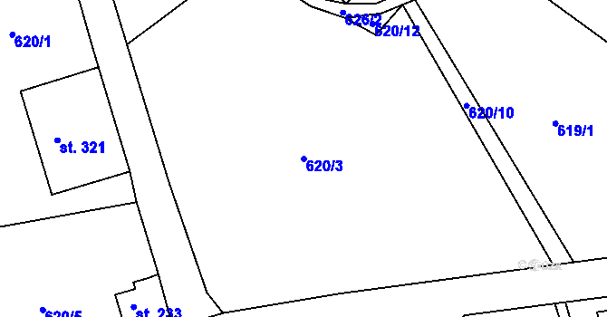 Parcela st. 620/3 v KÚ Jistebsko, Katastrální mapa