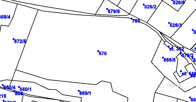 Parcela st. 676 v KÚ Jistebsko, Katastrální mapa