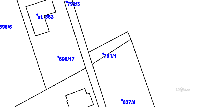 Parcela st. 791/1 v KÚ Jistebsko, Katastrální mapa