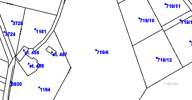 Parcela st. 719/6 v KÚ Jistebsko, Katastrální mapa