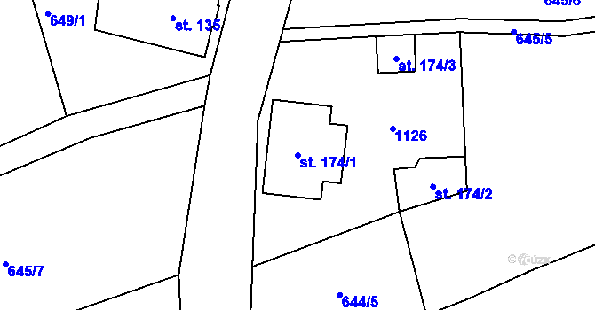 Parcela st. 174/1 v KÚ Jistebsko, Katastrální mapa