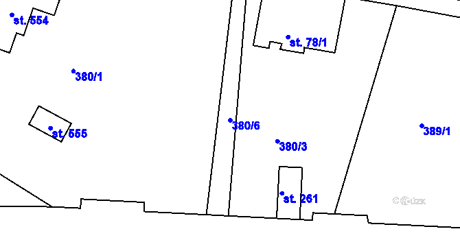 Parcela st. 380/6 v KÚ Jistebsko, Katastrální mapa