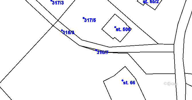 Parcela st. 316/7 v KÚ Jistebsko, Katastrální mapa