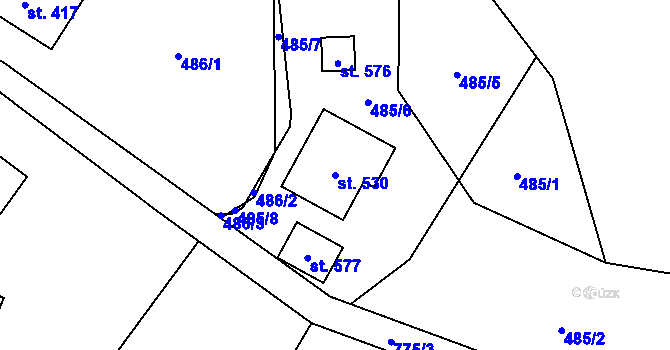 Parcela st. 530 v KÚ Jistebsko, Katastrální mapa