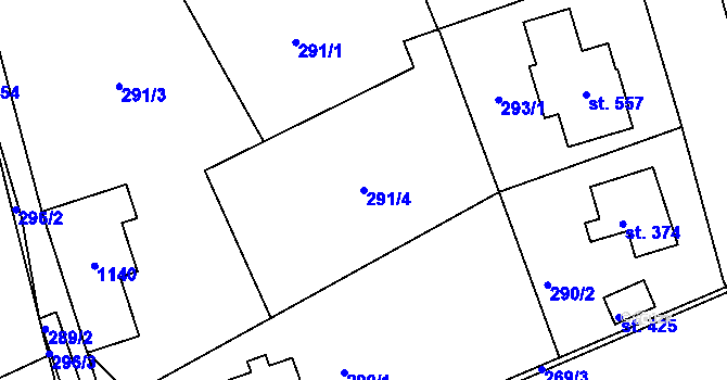 Parcela st. 291/4 v KÚ Jistebsko, Katastrální mapa