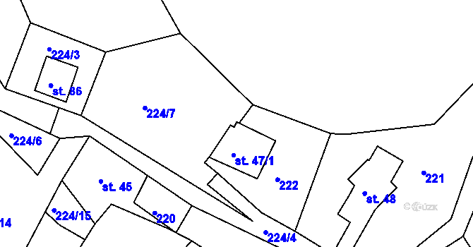 Parcela st. 47/2 v KÚ Kamení, Katastrální mapa