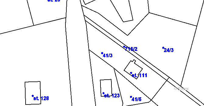 Parcela st. 41/3 v KÚ Kamení, Katastrální mapa