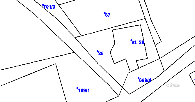Parcela st. 86 v KÚ Kamení, Katastrální mapa