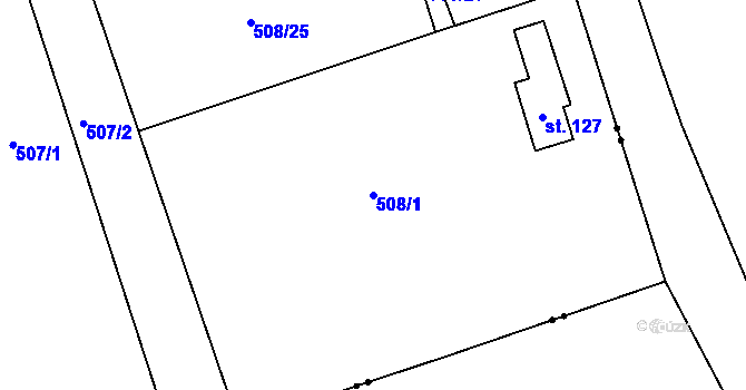 Parcela st. 508/1 v KÚ Kamení, Katastrální mapa