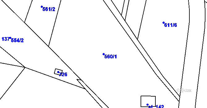 Parcela st. 560/1 v KÚ Kamení, Katastrální mapa