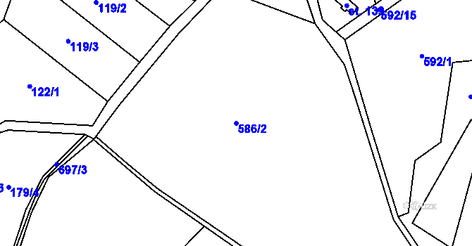 Parcela st. 586/2 v KÚ Kamení, Katastrální mapa