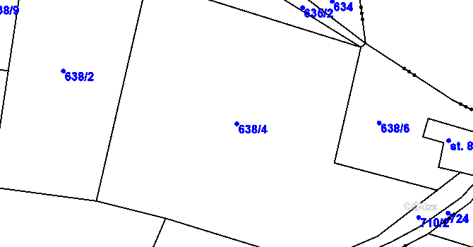Parcela st. 638/4 v KÚ Kamení, Katastrální mapa