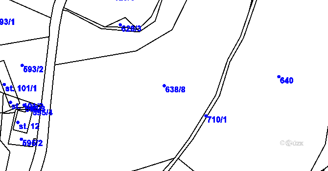 Parcela st. 638/8 v KÚ Kamení, Katastrální mapa
