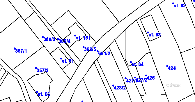 Parcela st. 681/2 v KÚ Kamení, Katastrální mapa
