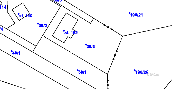 Parcela st. 39/6 v KÚ Kamení, Katastrální mapa