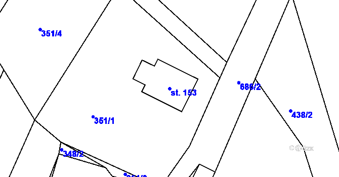 Parcela st. 153 v KÚ Kamení, Katastrální mapa