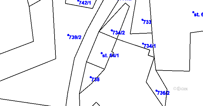 Parcela st. 64/1 v KÚ Pěnčín, Katastrální mapa