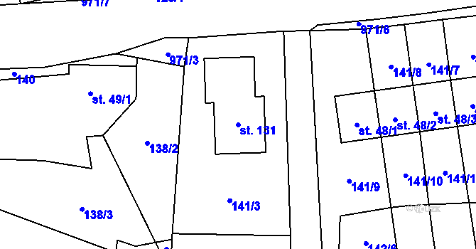 Parcela st. 131 v KÚ Pěnčín, Katastrální mapa