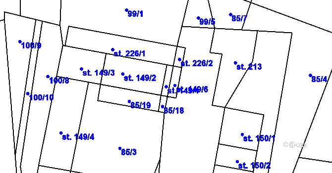 Parcela st. 149/1 v KÚ Pěnčín, Katastrální mapa