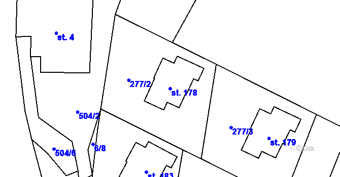 Parcela st. 178 v KÚ Pěnčín, Katastrální mapa