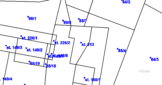 Parcela st. 213 v KÚ Pěnčín, Katastrální mapa