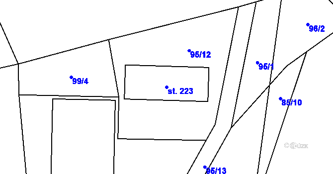 Parcela st. 223 v KÚ Pěnčín, Katastrální mapa
