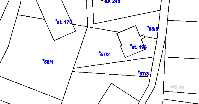 Parcela st. 57/2 v KÚ Pěnčín, Katastrální mapa