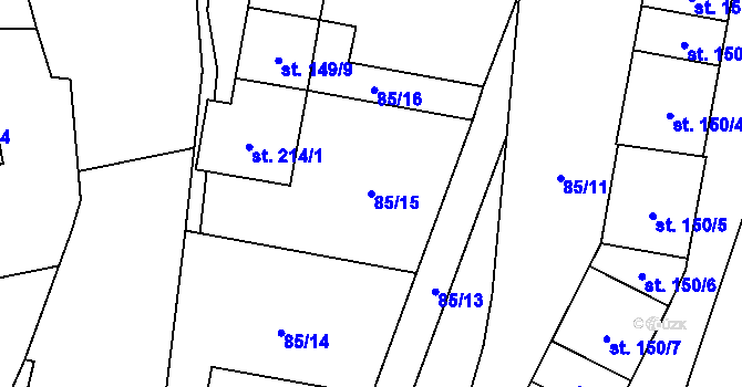 Parcela st. 85/15 v KÚ Pěnčín, Katastrální mapa
