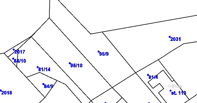 Parcela st. 95/9 v KÚ Pěnčín, Katastrální mapa
