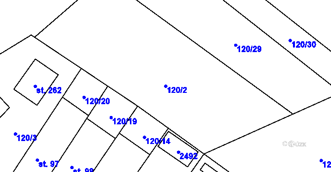 Parcela st. 120/2 v KÚ Pěnčín, Katastrální mapa