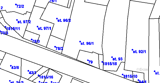 Parcela st. 96/1 v KÚ Pěnčín na Moravě, Katastrální mapa