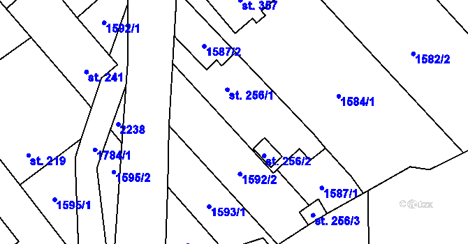 Parcela st. 256 v KÚ Pěnčín na Moravě, Katastrální mapa
