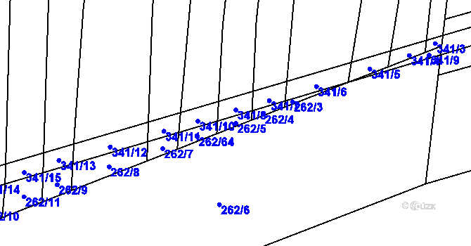 Parcela st. 262/5 v KÚ Pěnčín na Moravě, Katastrální mapa